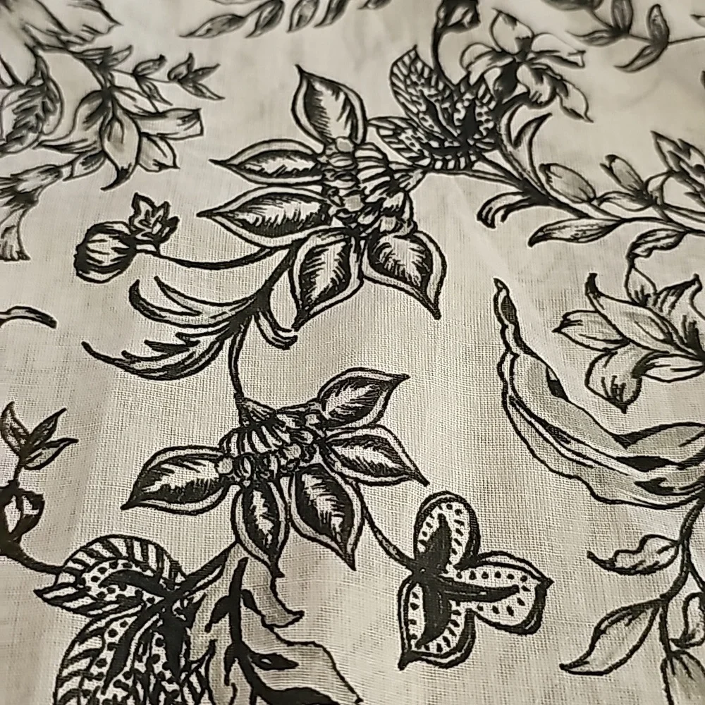 RALPH LAUREN, white with black floral print. OS.‎ Empire waist tie cover up.